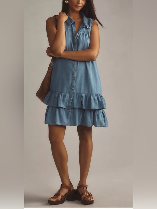 By Anthropologie Dresses & Skirts - By Antropologie Pilcro Sleeveless Flounce Mini Shirt Dress